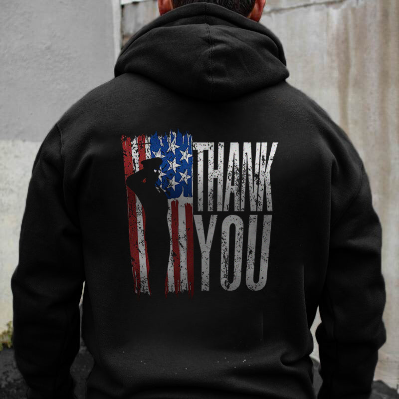 GrootWear American Flag Soldier Thank You Printed Men's Hoodie