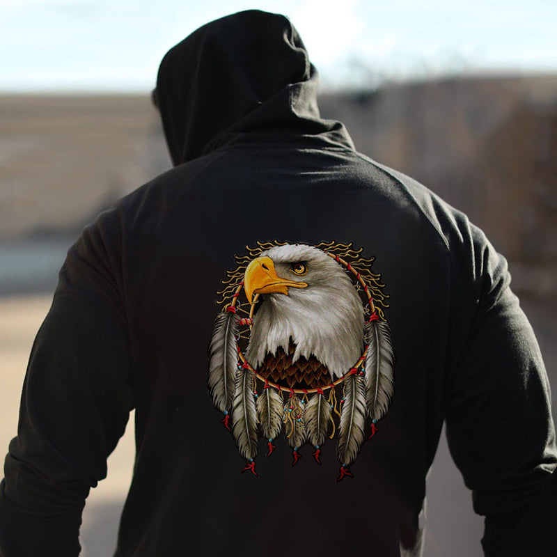 GrootWear Fashion Eagle Feather Casual Printed Men's Hoodie