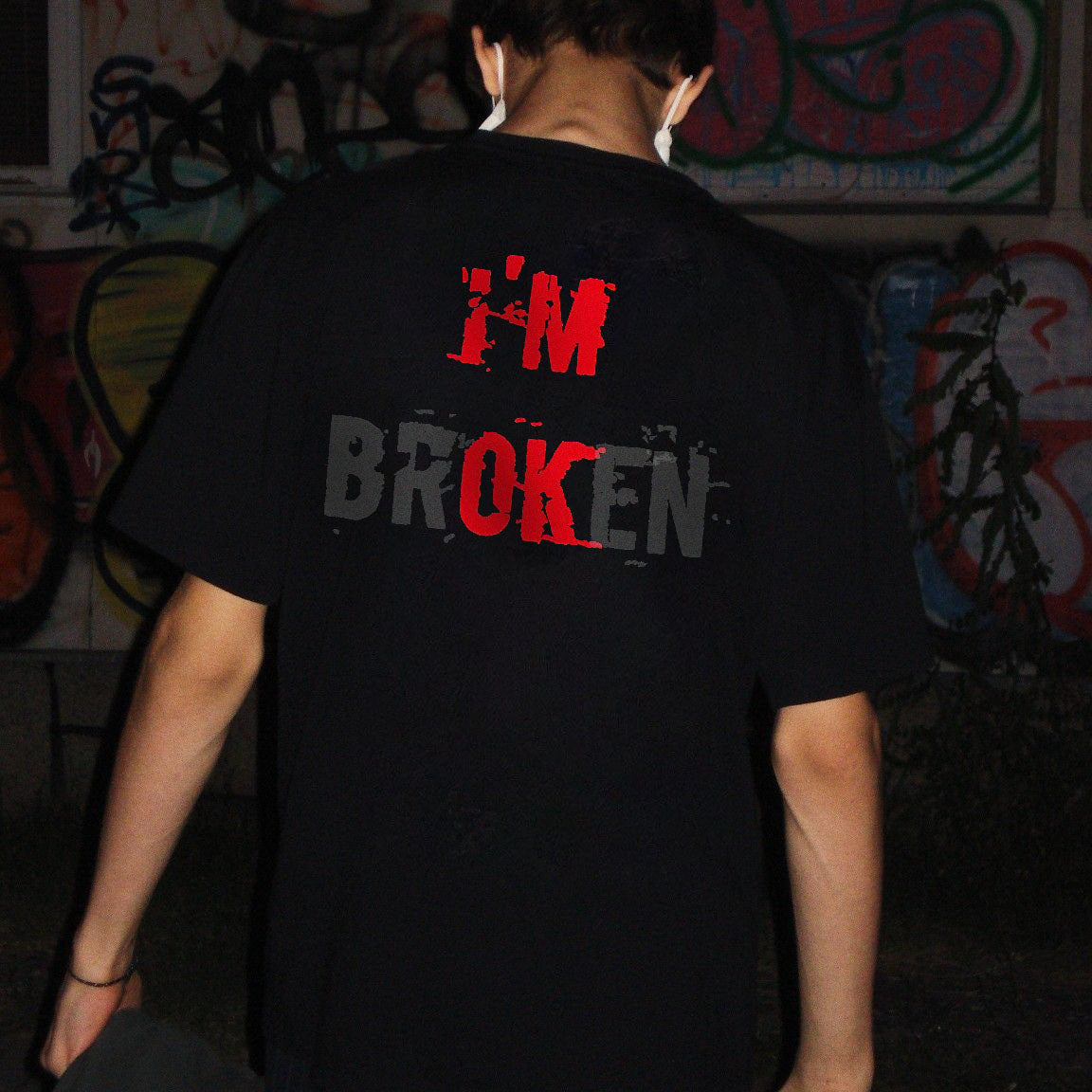 GrootWear Casual I'm Broken Alphabet Printed T-shirt