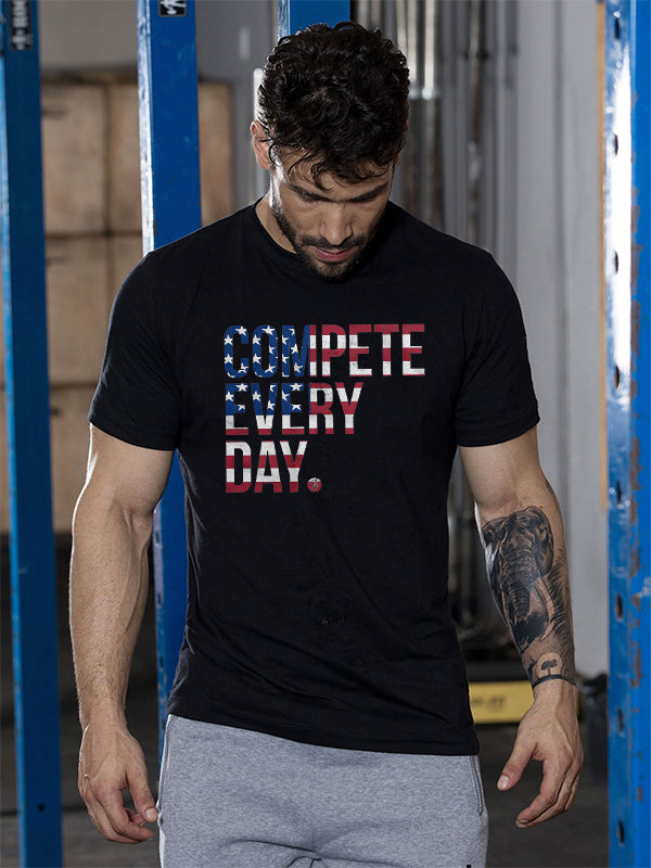 GrootWear Compete Every Day American Flag Printed T-shirt