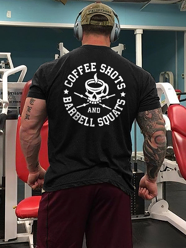 GrootWear Coffee Shots Barbell Squat Printed Men's T-shirt