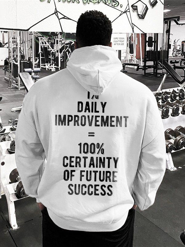 GrootWear 1% Daily Improvement=100% Certainty Of Future Success Printed Men's Hoodie