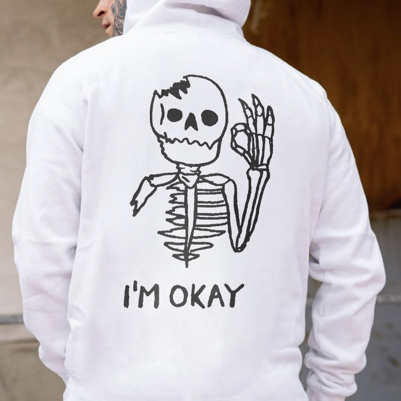 GrootWear I'm Okay Broken Skeleton Printed Casual Men's Hoodie