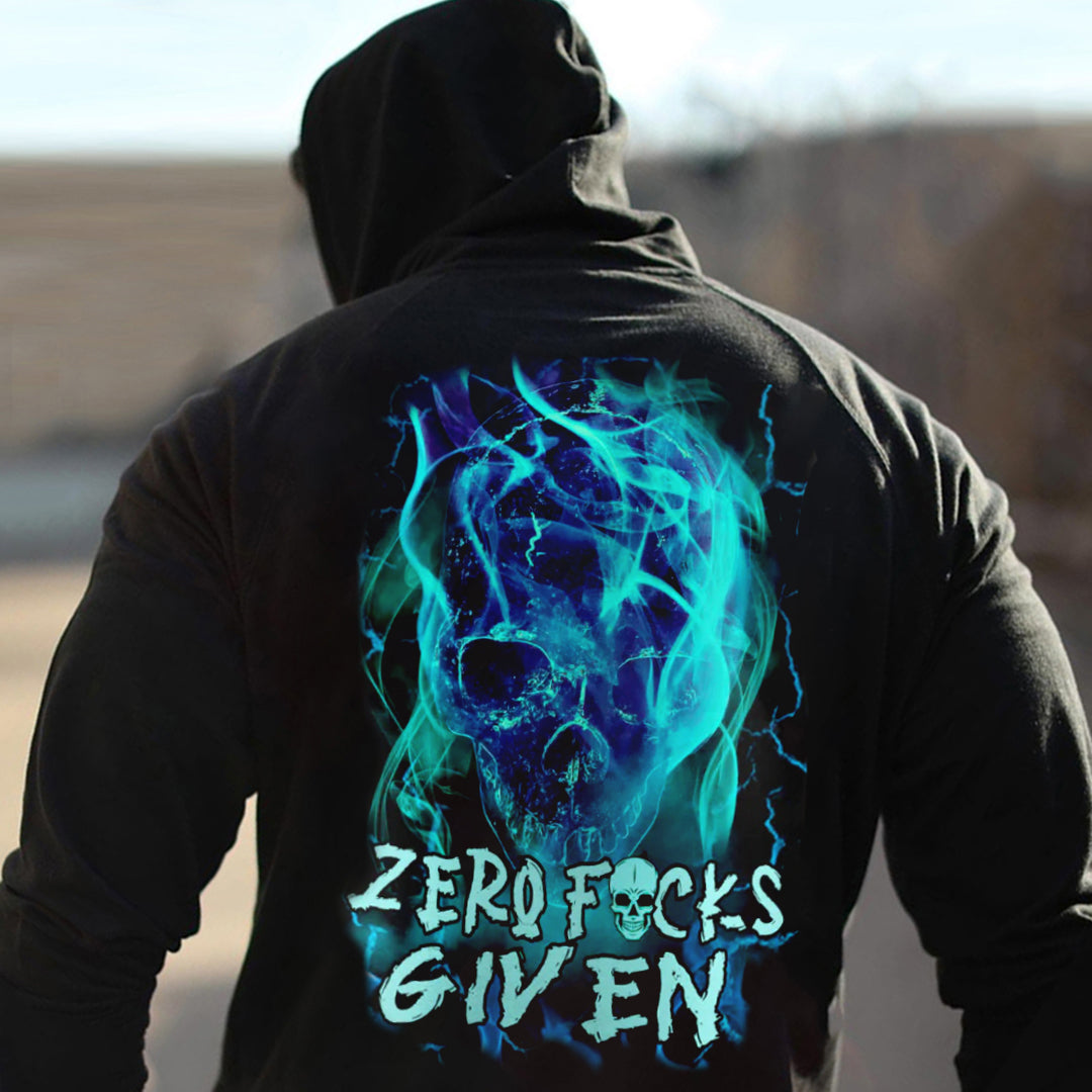 Zero F Given Blue Lightning Ghost Skull Print  Men's Long Sleeve Hoodies
