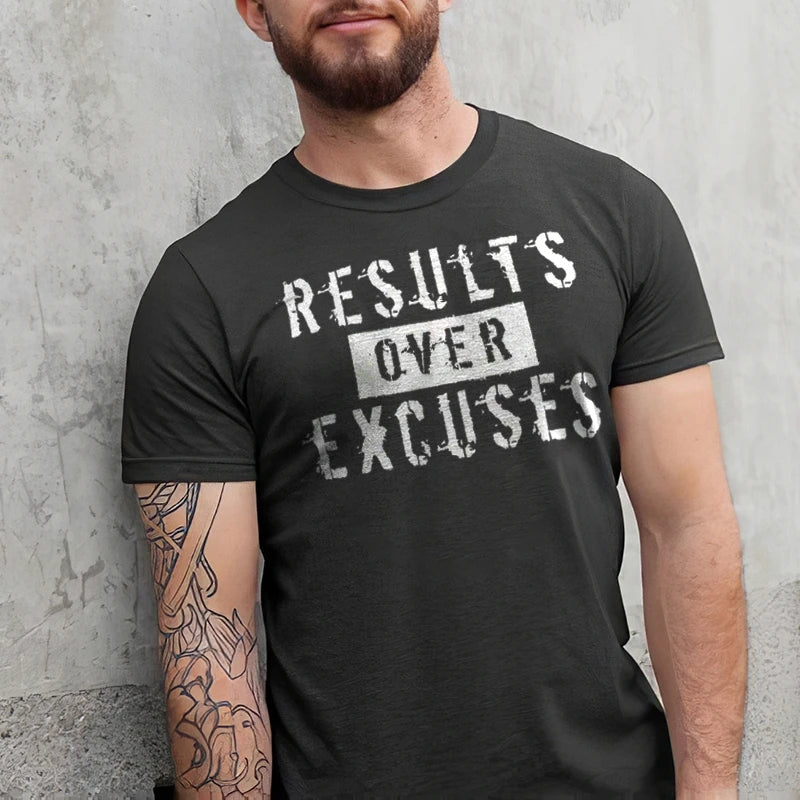GrootWear results over excuses letter print mens casual summer t shirt